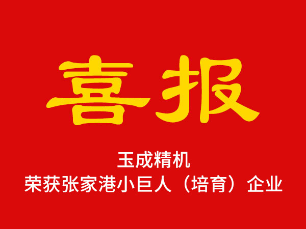 恭喜玉成精機(jī)榮獲張家港小巨人（培育）企業(yè)